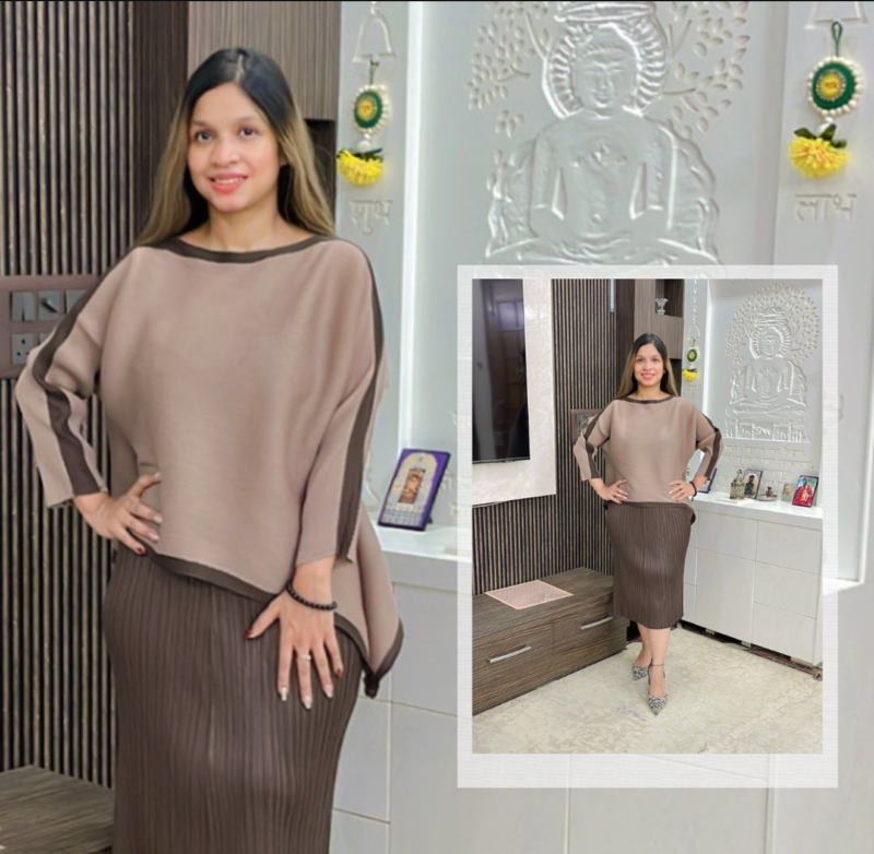 Pleated pencil fit skirt top - Image 2