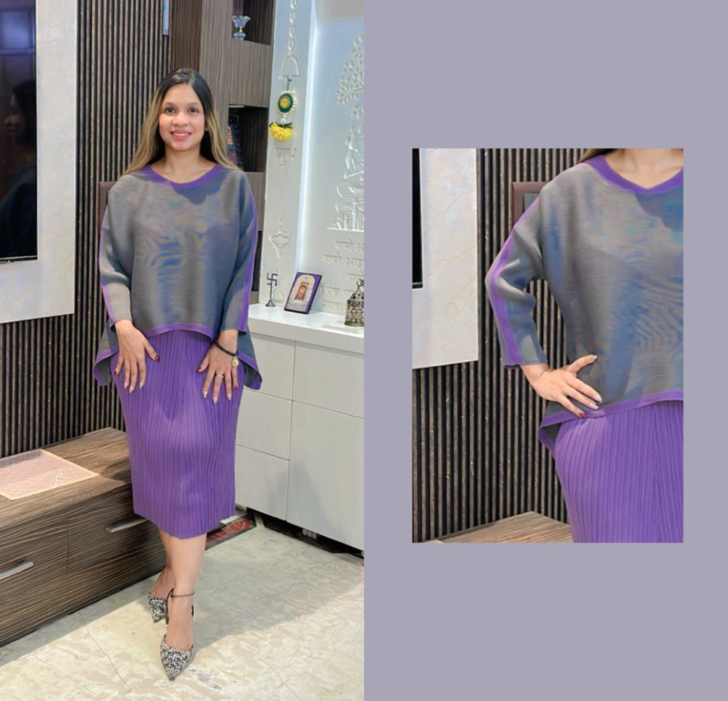 Pleated pencil fit skirt top