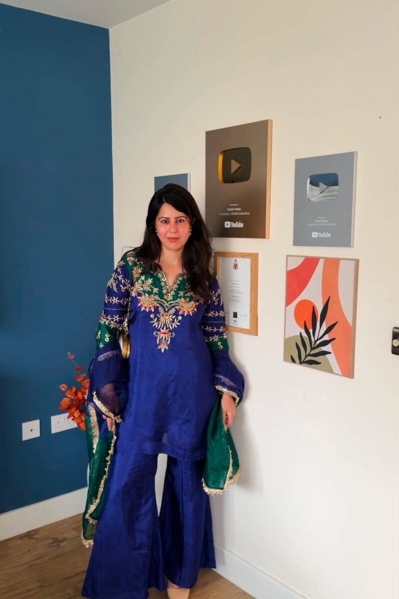 Royal Blue Embroidered Farshi Suit